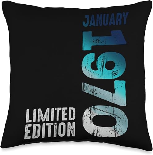 Birth Since January 1970 Retro Vintage Year January Year Retro 1970 Vintage Limited Edition - Almohada de 16 x 16 pulgadas, multicolor