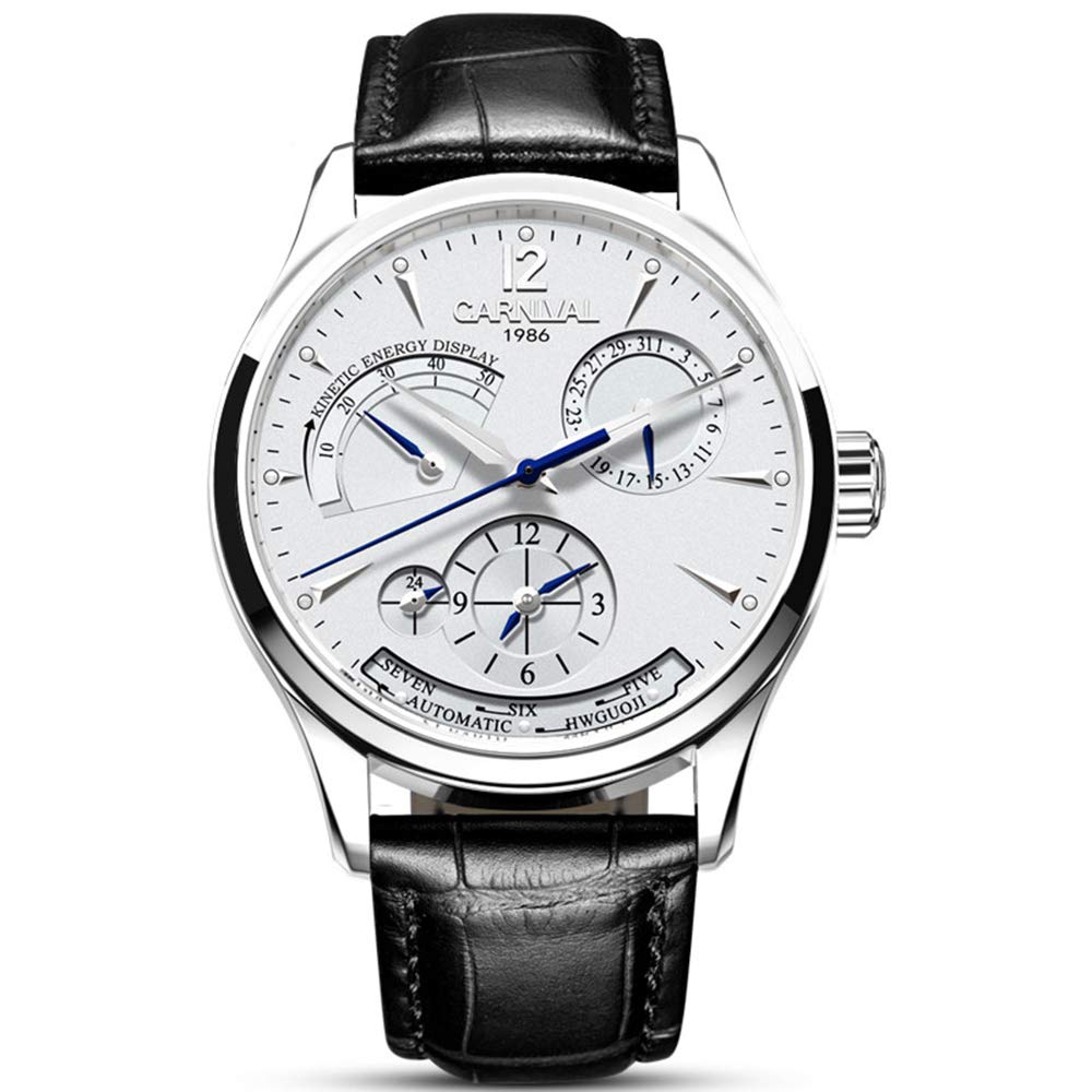 Herren-Armbanduhr mit doppelter Zeitzonen-Anzeige, multifunktional, Automatikuhr, leuchtender Saphir