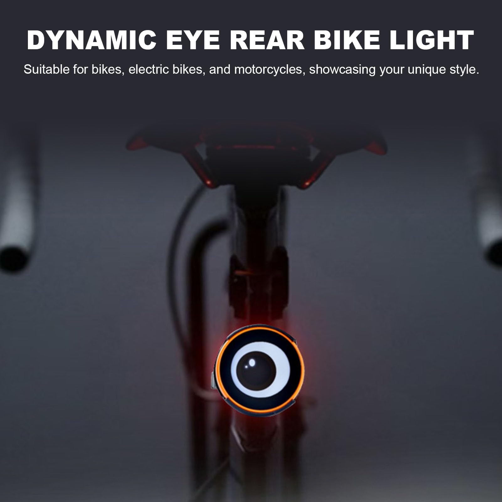 Luz Trasera de Bicicleta con Pantalla HD de 1,9 Pulgadas para Conducción Nocturna, Luces de Bicicleta con Control Táctil, Soporte GIF Conexión Inalámbrica Luces Traseras de