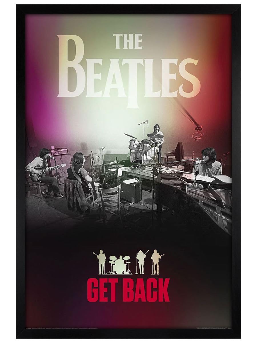 Grindstore The Beatles Get Back Maxi Poster - Black Wooden Framed - Framed Poster Print, Wall Decor/Art, Home Gift Idea, For Living Room, Bedroom, Home or Office Display
