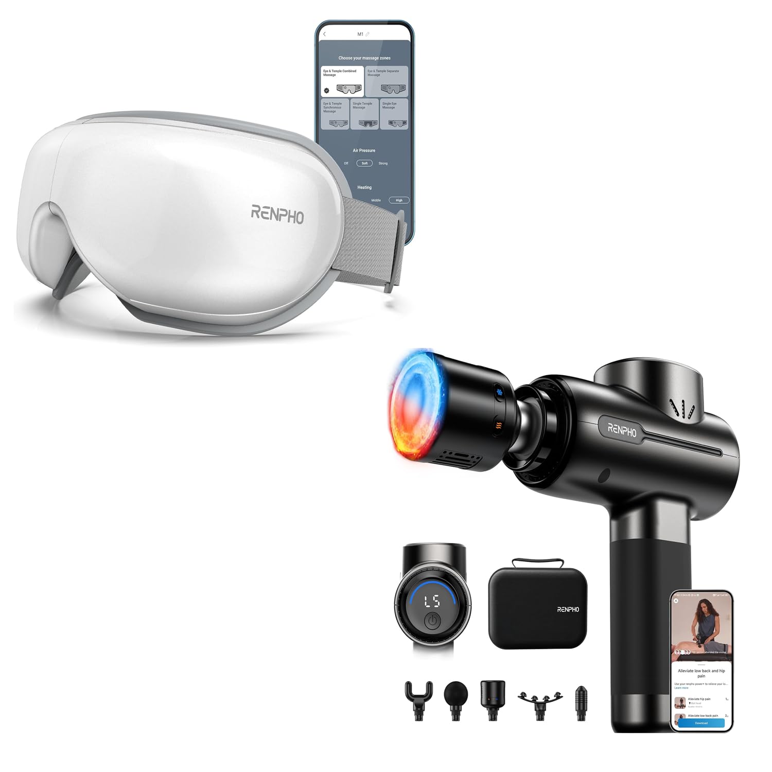RENPHO Eye Massager with Heat Massage Gun with Heat and Cold FSA Eligible HSA