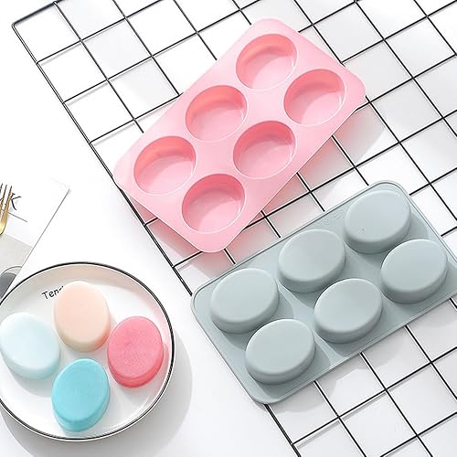 Miniatura 6 de 2 paquetes de moldes de silicona ovalados de 6 cavidades, moldes de silicona extra suaves para chocolate, molde de bandeja de jabón, moldes de