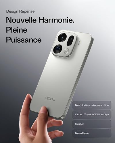OPPO Find X9 Pro 5G 16+512Go, Smartphone avec IA, Ecran ProXDR 6,78" 120 Hz, Camera Hasselblad 200 MP, 4K Motion, Batterie 7500 mAh, IP69, Silk White - 8