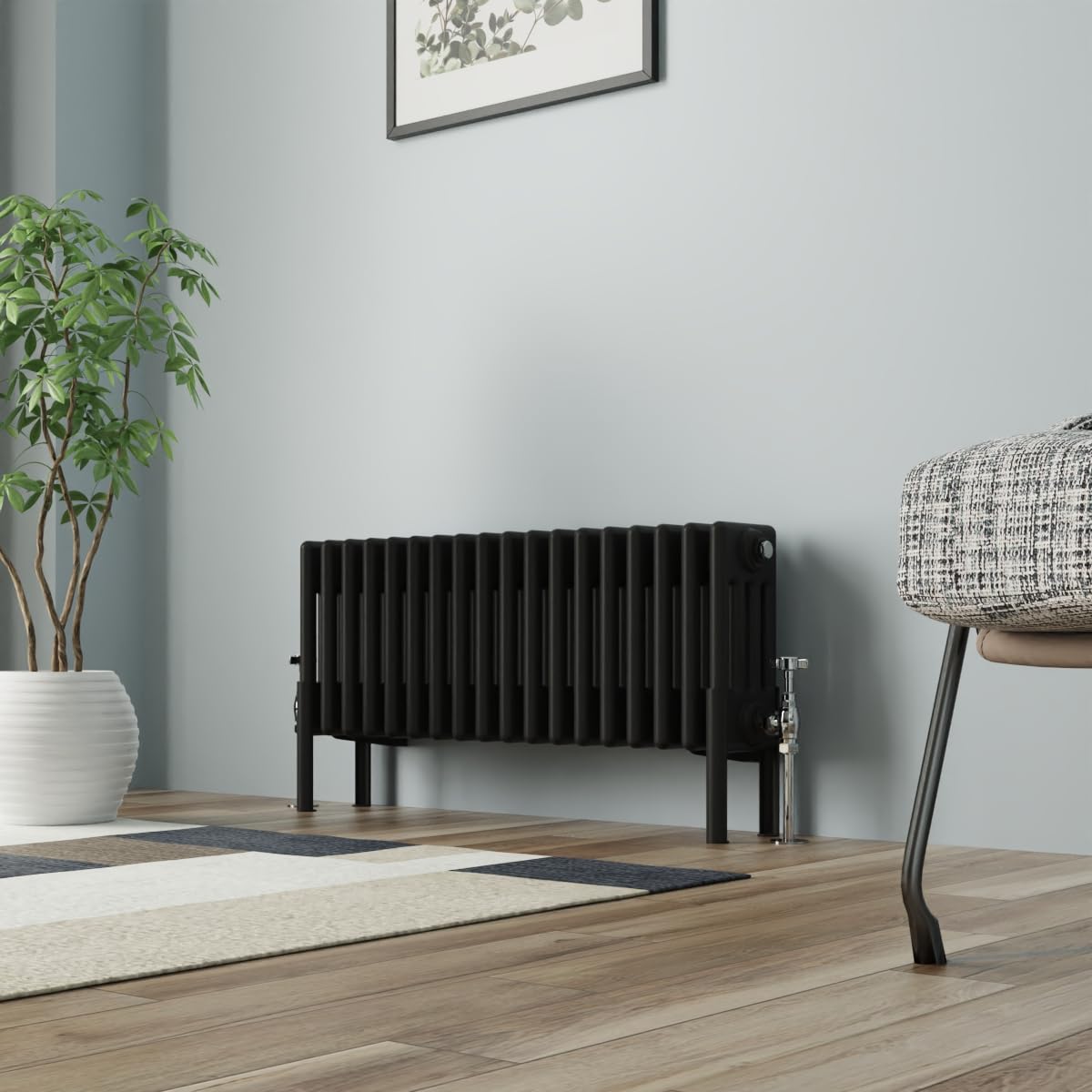 Radiateur en fonte à quatre colonnes 300 x 830 mm noir horizontal NRG