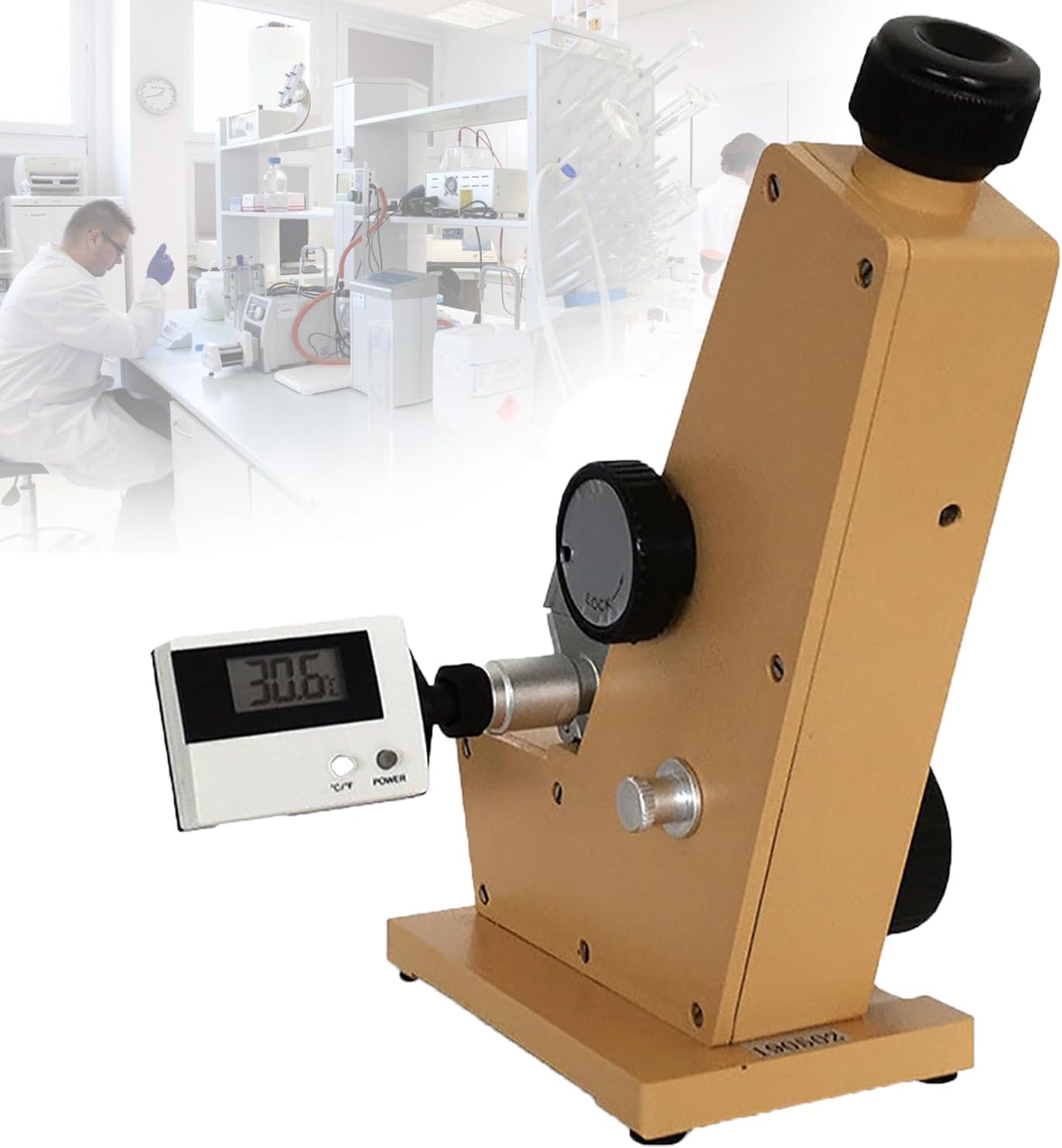 Abbe Monokular-Refraktometer, Digitales Labor-Refraktometer, mit Digitalanzeige, Messbereich 1.300-1.700nD und 0-95% Brix-Messung, ± 0.0002 Genauigkeit, für Labor, Erdölindustrie, Wissenschaftliche Au