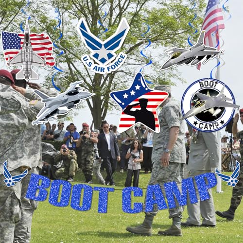 Image of Air Force Boot Camp Banner: Air Force Party Decorations Airforce Decorations for Birthday Party Boot Camp Military Fighter Jet Banner