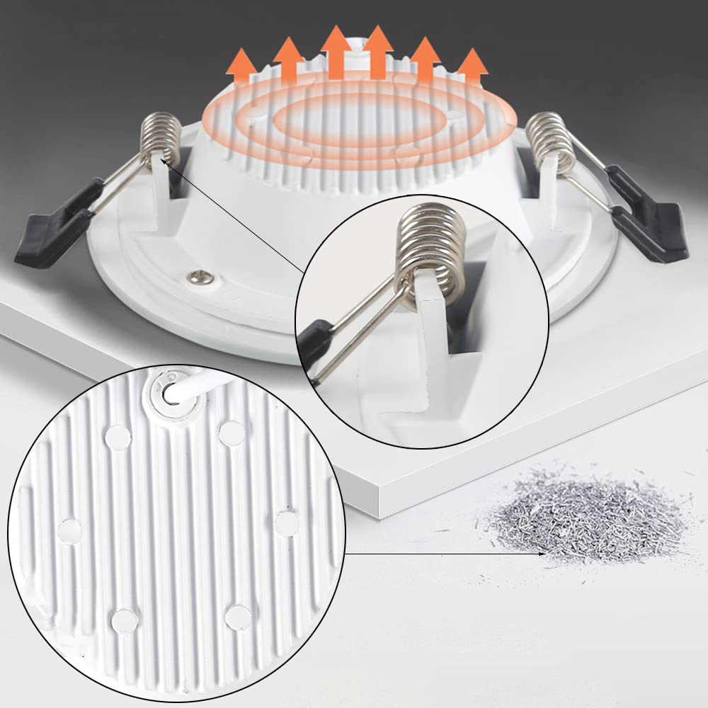 LED Einbau-Downlights,Runde Lichtleiterplatte Aus Glas LED Einbaustrahler,6W 9W 12W 18W Deckeneinbauleuchte,Extraflach 45 Mm Tiefe,Inklusive Transformator,Pack ×10