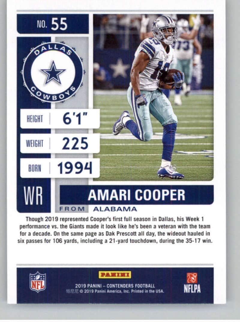 2019 Panini Contenders NFL Season Ticket Football #55 Amari Cooper Dallas Cowboys Official NFL Trading Card From Panini America