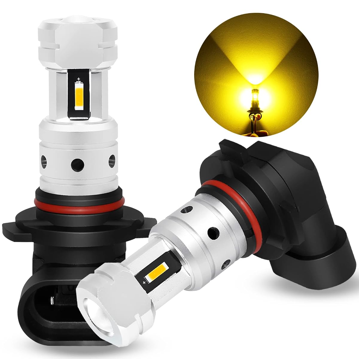 PHINLION 9145 LED Fog Light Bulbs, 3800 Lumens, H10/9145/9045 Size, 3000K