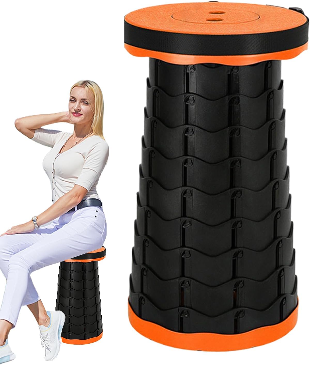 Genérico Portable Folding Stool – Folding Fishing Chair – Adjustable Hiking Stool for Outdoor Camping Beach Fishing Garden Travel Picnic