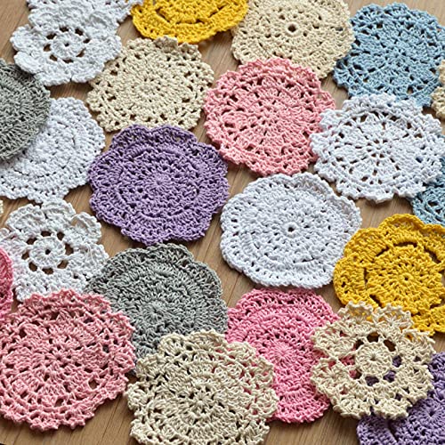 SouthMage Assorted 24 Hand Crochet Small Petal Doilies Lot for DIY Crafts