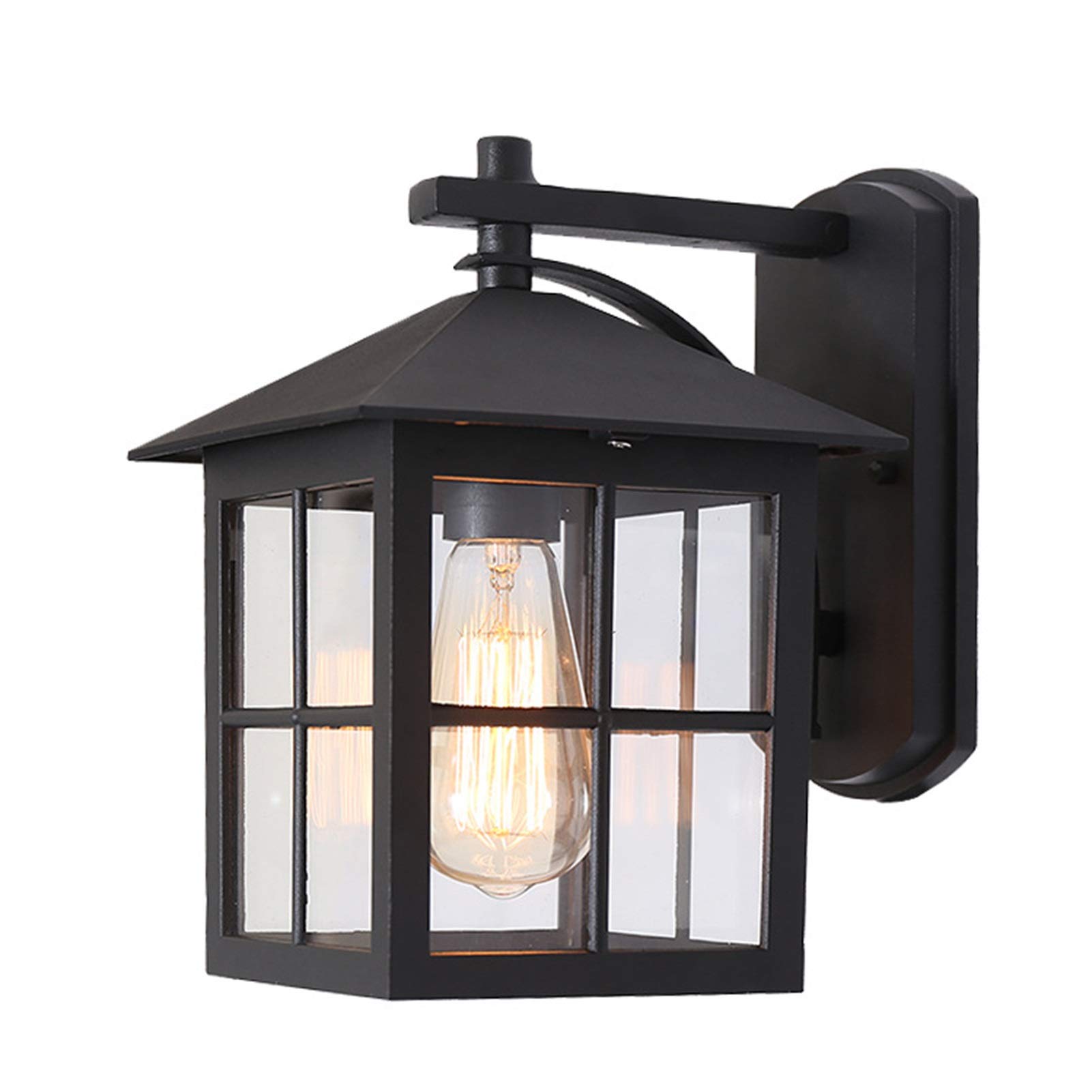 HUAYUSEDF Outdoor Wall Lantern Sconce Waterproof Black Finish Square Lighting Fixture for Patio Exterior House Decoration