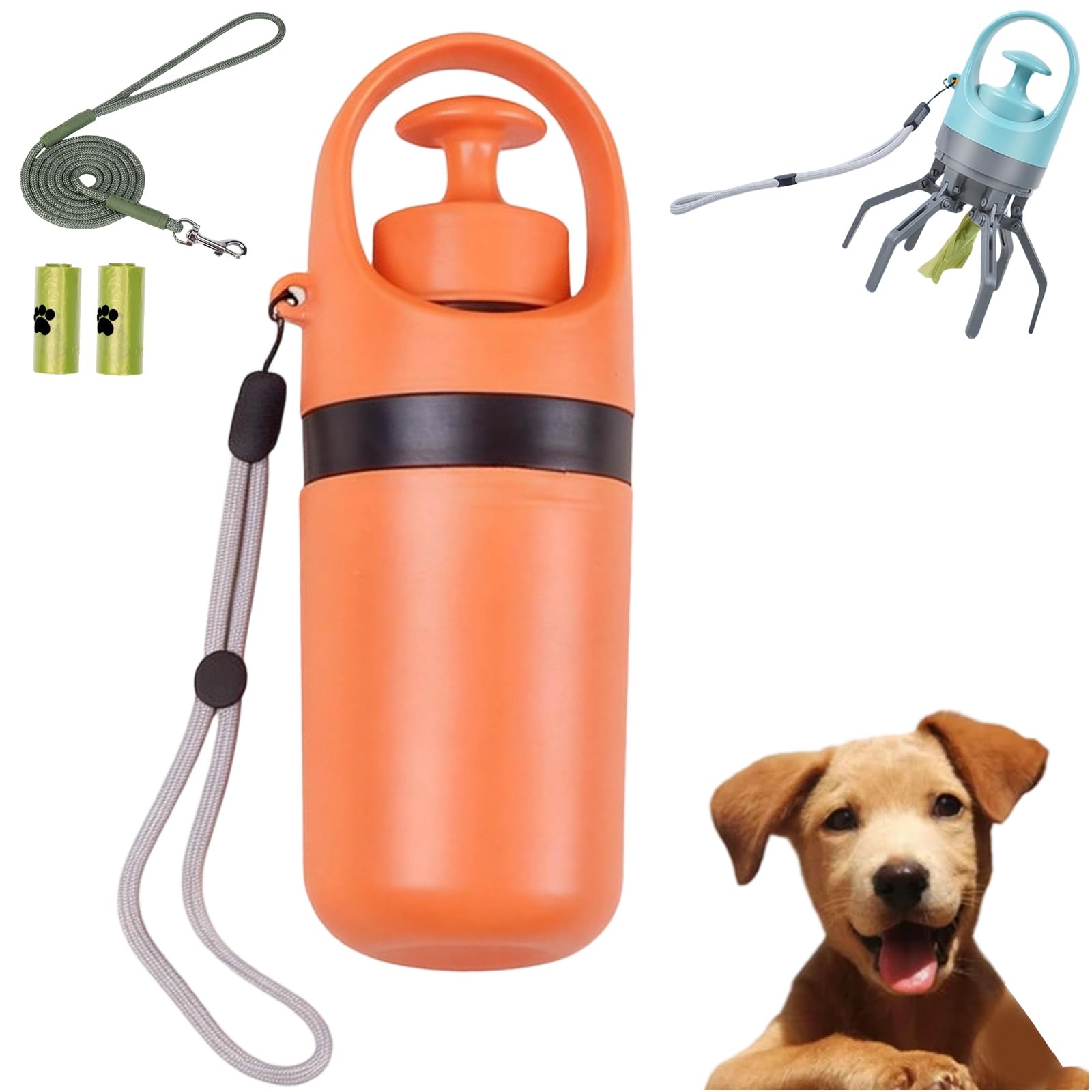 Snrtevu No-Touch Pet Waste Grabber, Long Handle Dog Pooper Scooper & Poo Picker Upper with 6-Claw Design | Includes Bags for Hygienic Portable Cleanup on Walks, In Garden, Yard and Patio (1PC-B)