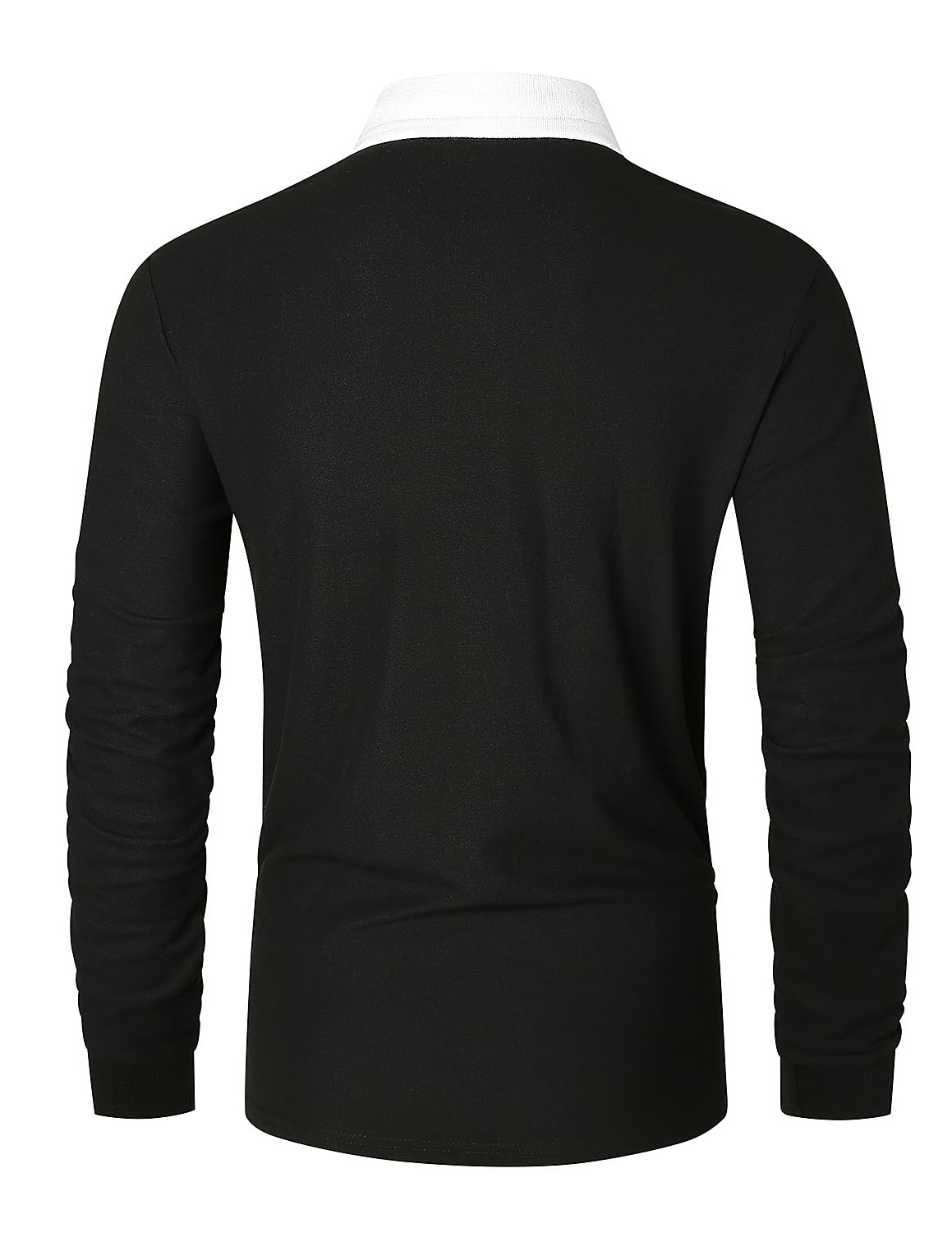 VHUQGVU Polo Uomo Essenziale Manica Lunga 100% Cotone Contrasto Colore Golf Sportiva Poloshirt
