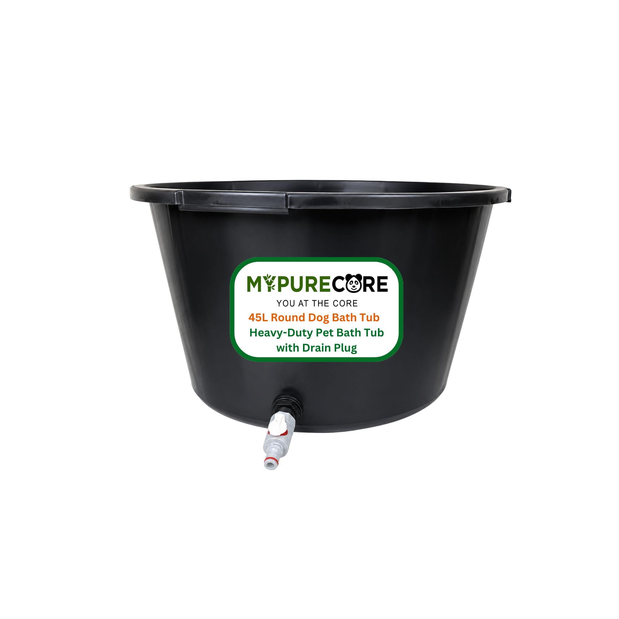 MYPURECORE Round Dog Bath Tub with Drain Plug – Heavy Duty Pet Bath Pool for Small, Medium & Large Dogs, Durable Plastic Dog Washing Tub for Indoor & Outdoor Use (45L / 65L / 90L) (45L)