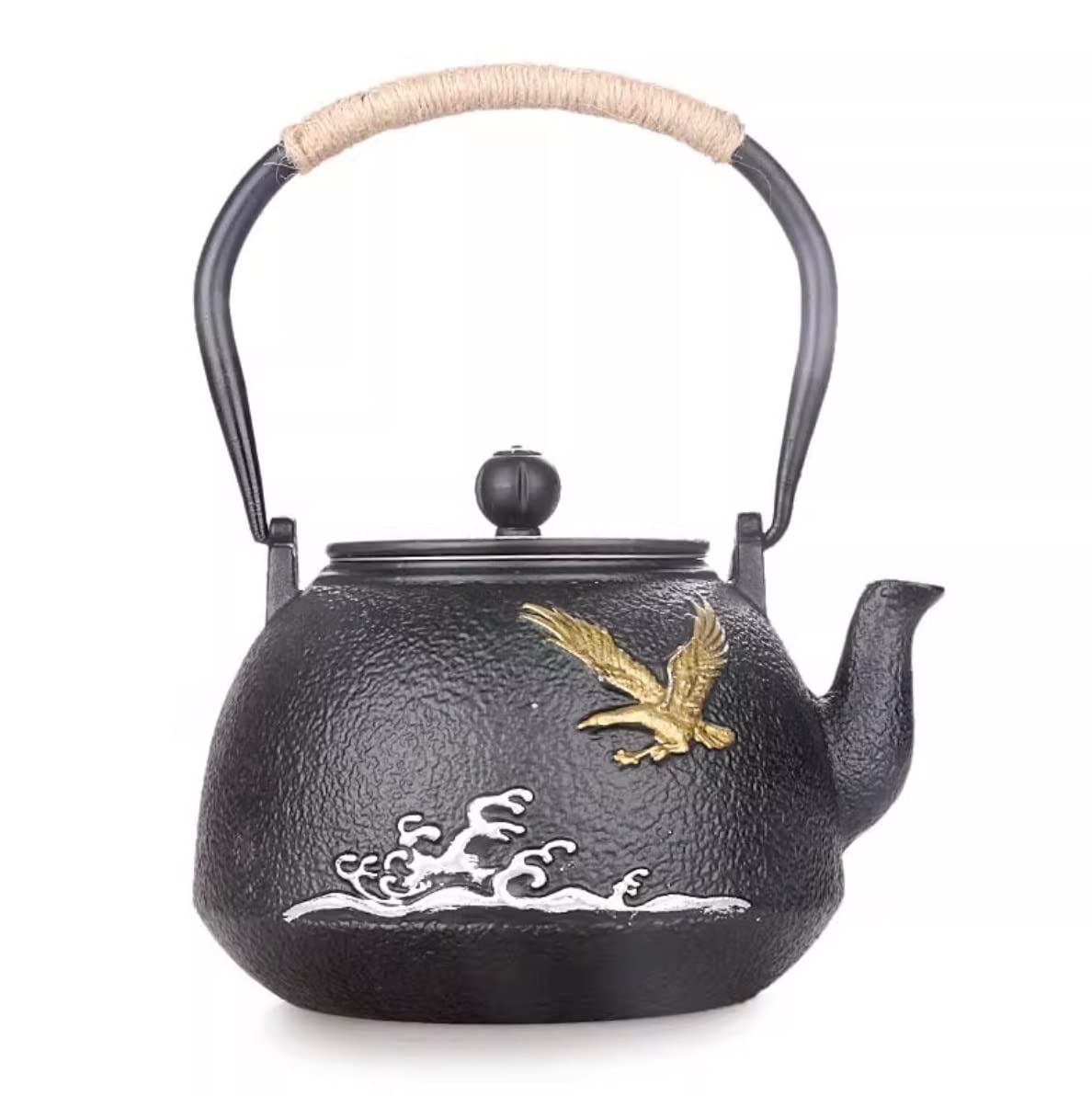 Lostis C Tetsubin Kettle Ast Iron Teapot Hinese Teapot 40Oz/1.2 Liter Teapot With Infuser Ast Iron Tea Pot Japanese Raft Uncoated Boiled Water Raw Iron Pot Japanese Tea Kettle Tea Pot(C)