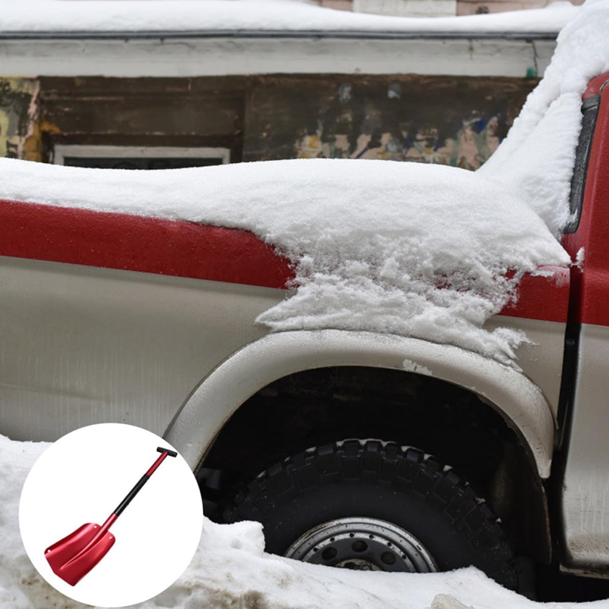 DOITOOL 2 Pezzi Pala Retrattile in Lega di Alluminio per Auto Rossa, Raschietto Ghiaccio Efficiente Facile Stoccaggio per Rimozione Neve Invernale Outdoor