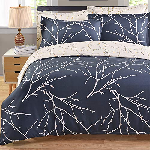 Langde Juego de Funda de Edredón Tema Flores Rama Nordicas 220 x 240 cm, 2 x Fundas de Almohada de 50 x 75 cm para Cama 150/160, Étnico Juego de Ropa de Cama