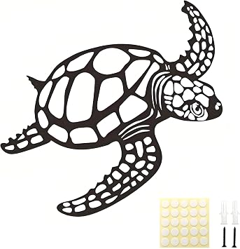 Goodangie00 11.8" Metal Sea Turtle Silhouette Wall Art, Ocean Theme Decor Nautical Hanging Decoration for Living Room, Hallway, Porch, Pool, Bathroom Outdoor Indoor Decor