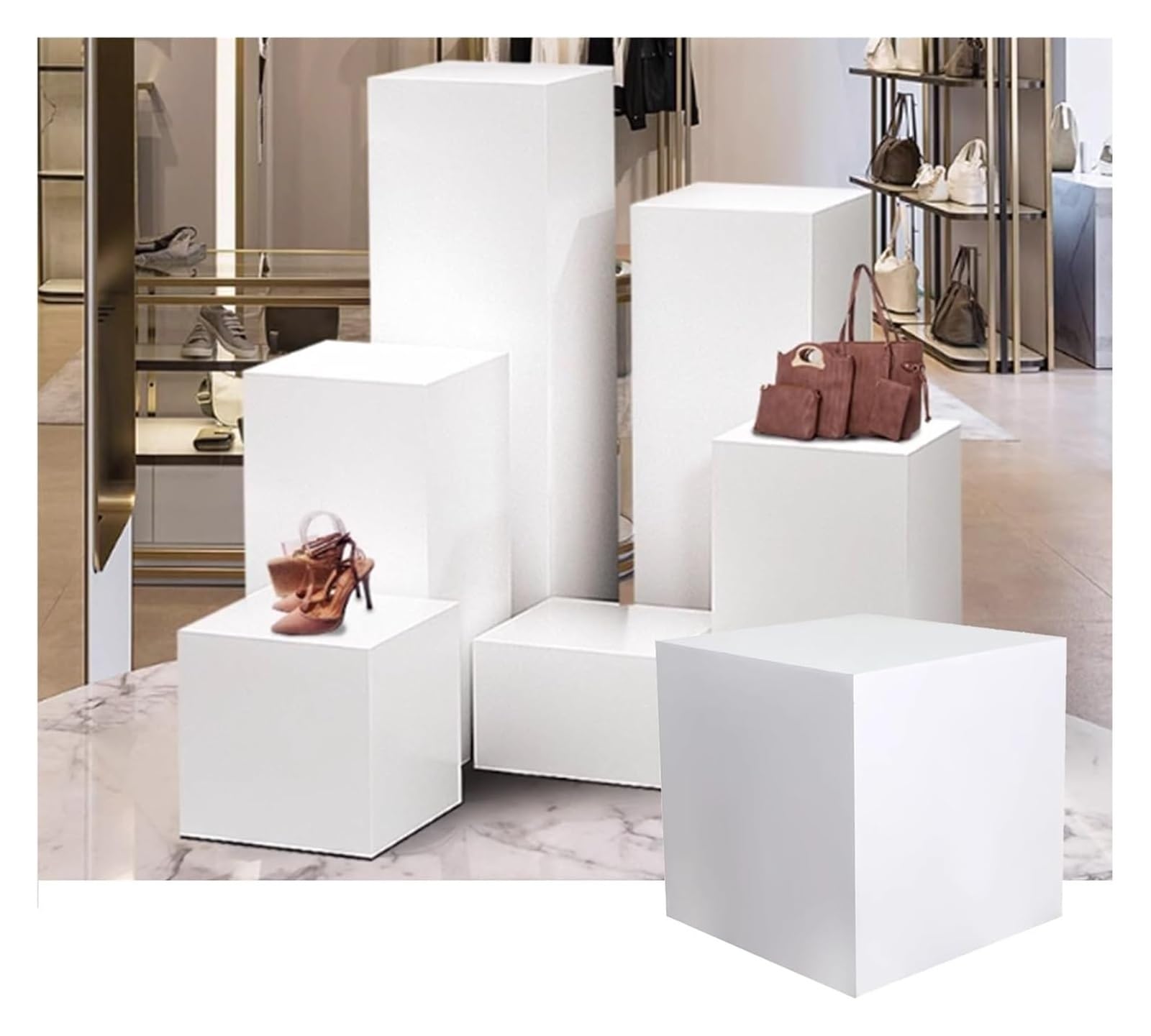 LYDBMYT Display Pedestal Stands, Cube Riser Organizer Pedestal, Clothing Store Parties Wedding Props Rectangle Collectibles Place Base Platform(30x30x30cm)