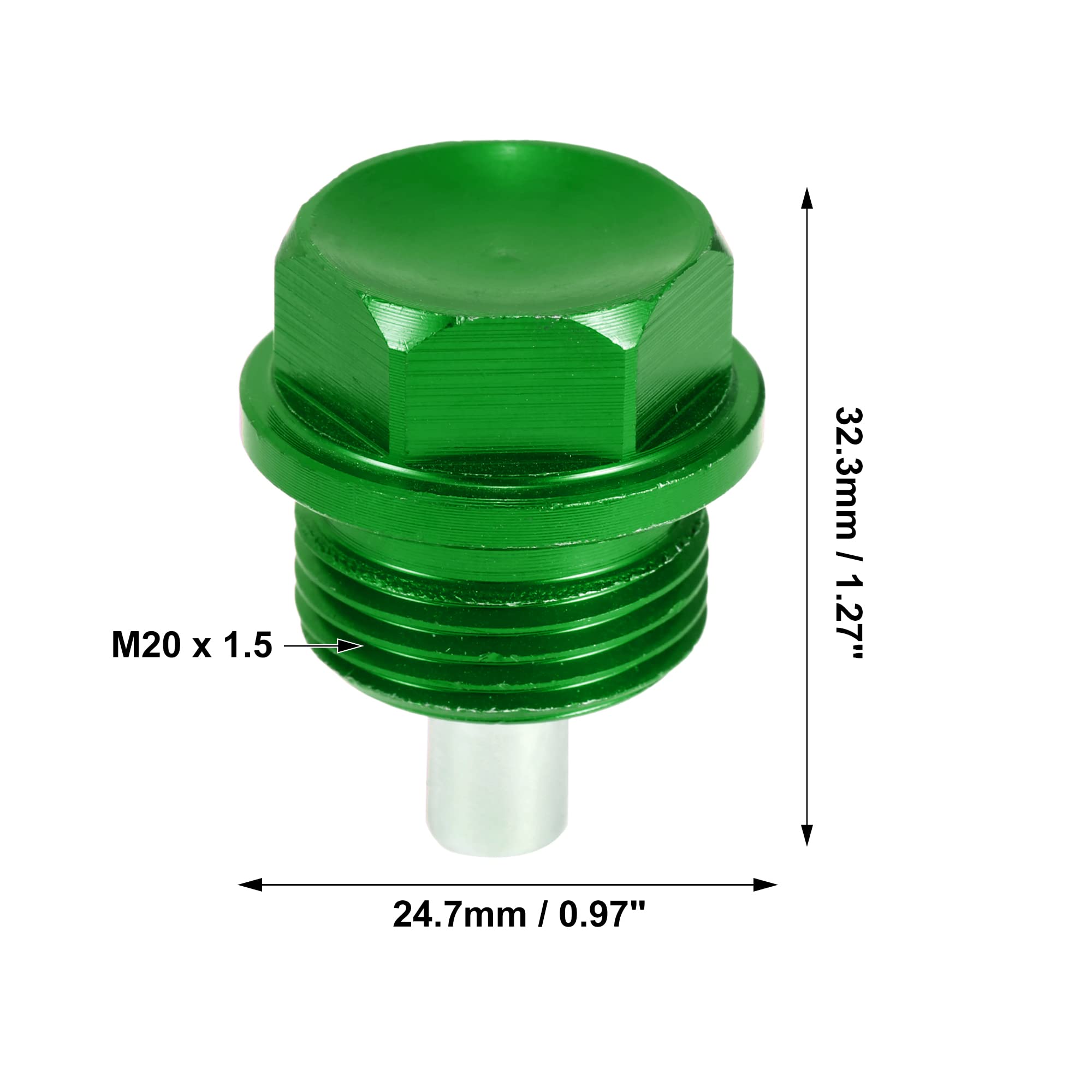 A ABSOPRO Tappo Coppa Olio Motore 2 Set Olio Scarico Tappo Alluminio Lega con 2 Rondella Verde M20x1.5