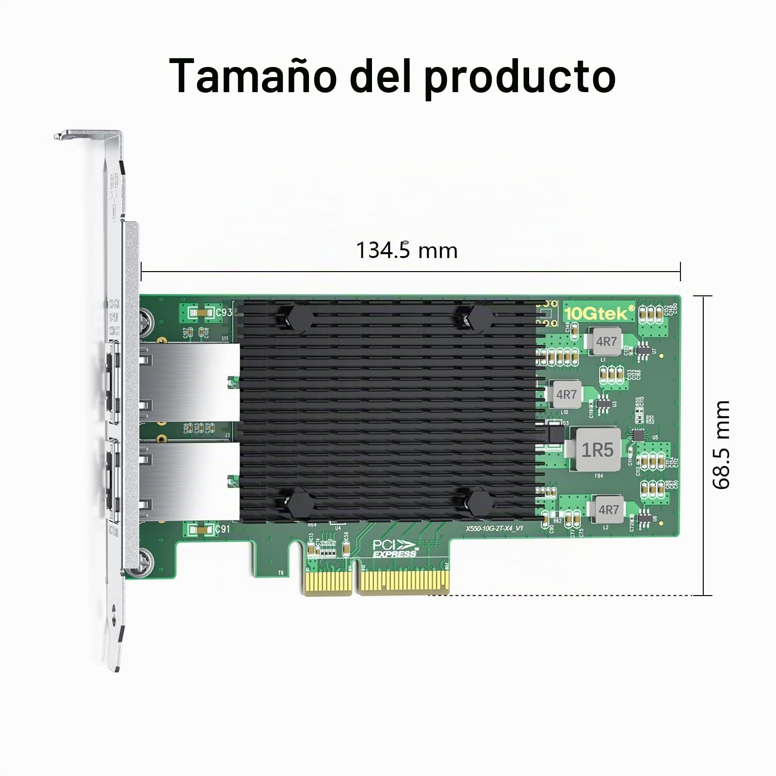 10Gtek 10Gb PCI-E Tarjeta de Red Network Card, Dual Copper RJ45 Puerto, con Intel X550-AT2 Controller, PCI Express Ethernet LAN Adapter Support Windows Server/Linux/ESX, Compare to Intel X550-T2