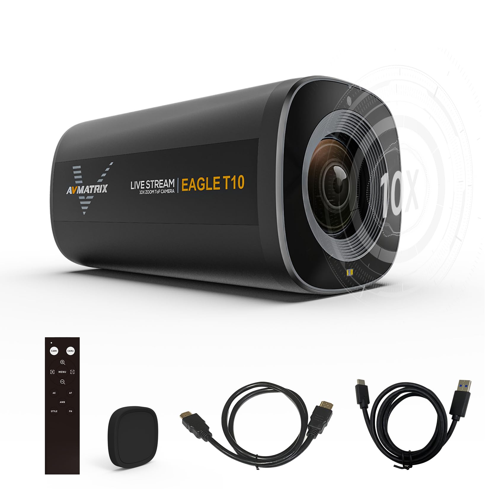 AVMATRIX Live Stream Camera T10, Zoom 10X TOF Autofocus Streaming Webcam per Youtube Twitch Facebook, Full 1080p HD 60fps, Streaming in Tempo Reale Media Landscape e Portrait Camera
