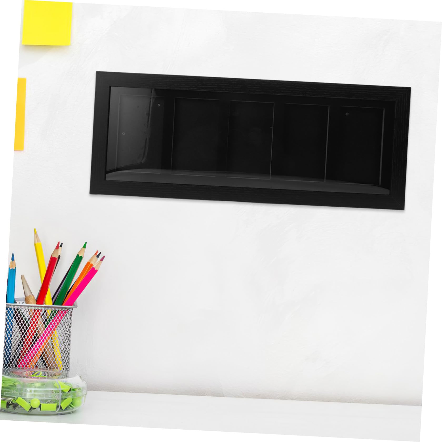 Trading Card Display Holder con 5 Scomparti, Struttura a Rilascio Rapido, Fibra di Legno Nero, per Esposizione di Sports Cards