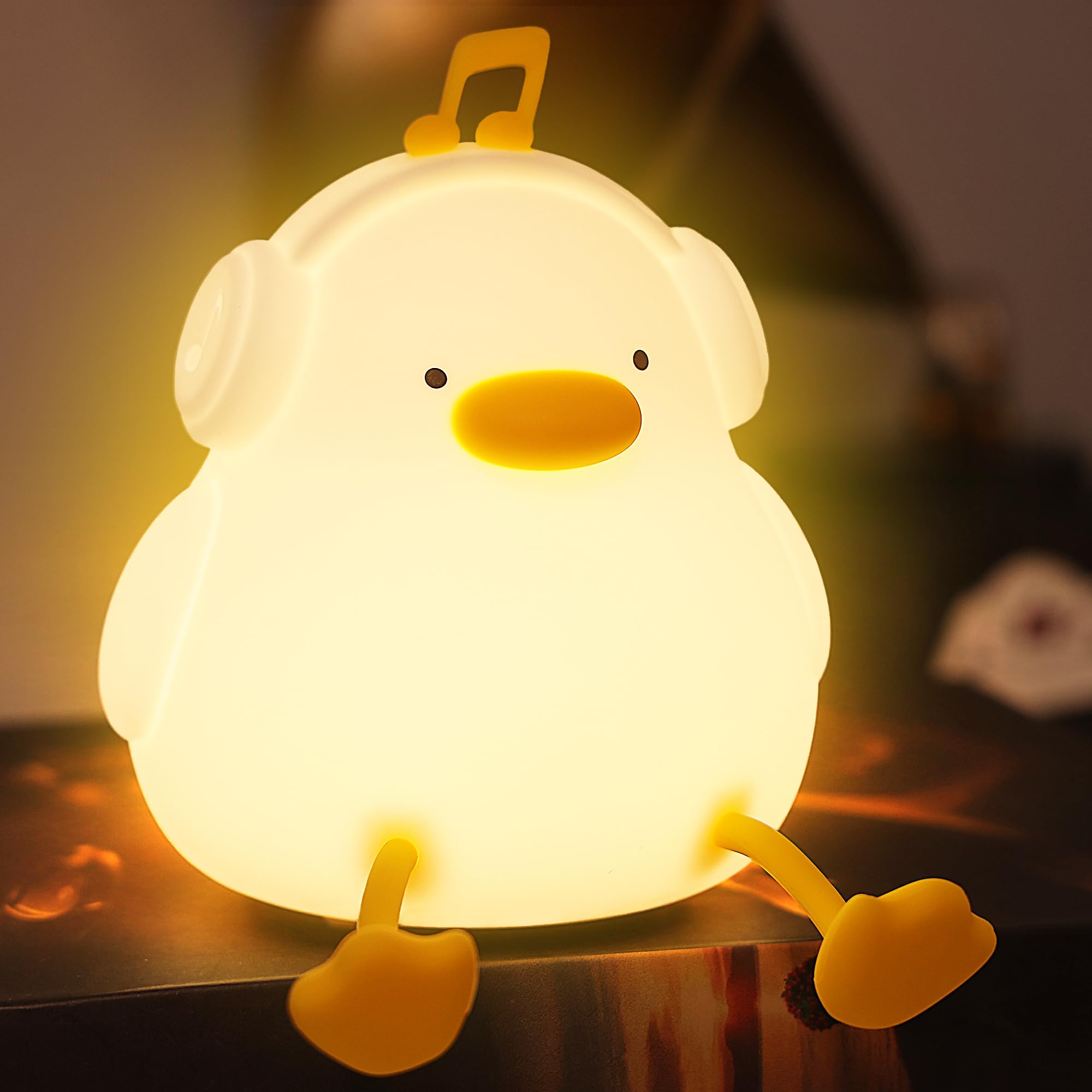 Anywin Duck Night Light, Squishy Duck Lamp, Silicone Bedside Light