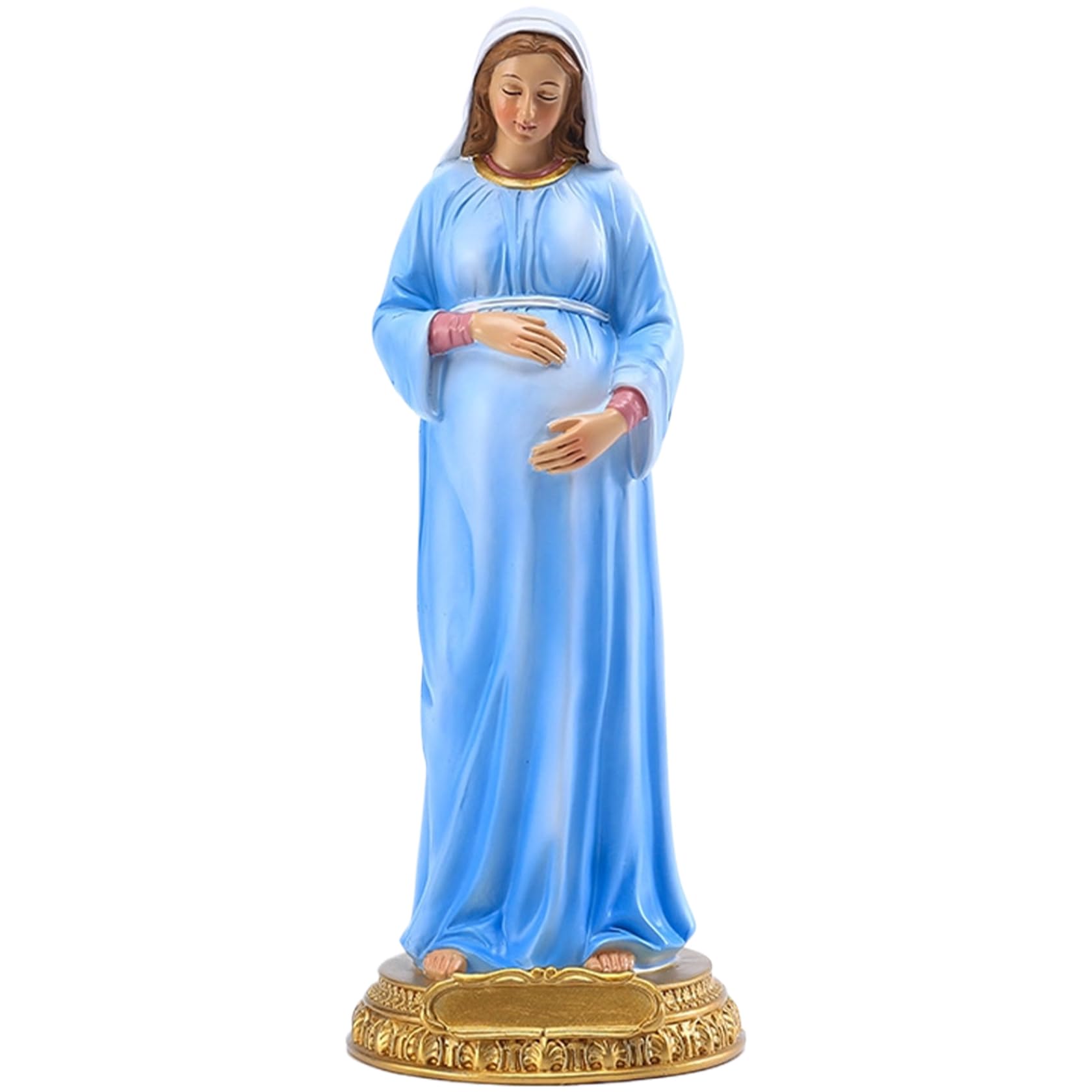 Lcarege Virgin Mary Statue Lifelike Pregnant Mother Mary Statue 8.4" Immaculate Generous Standing Resin Blessed Mother Statues Catholic