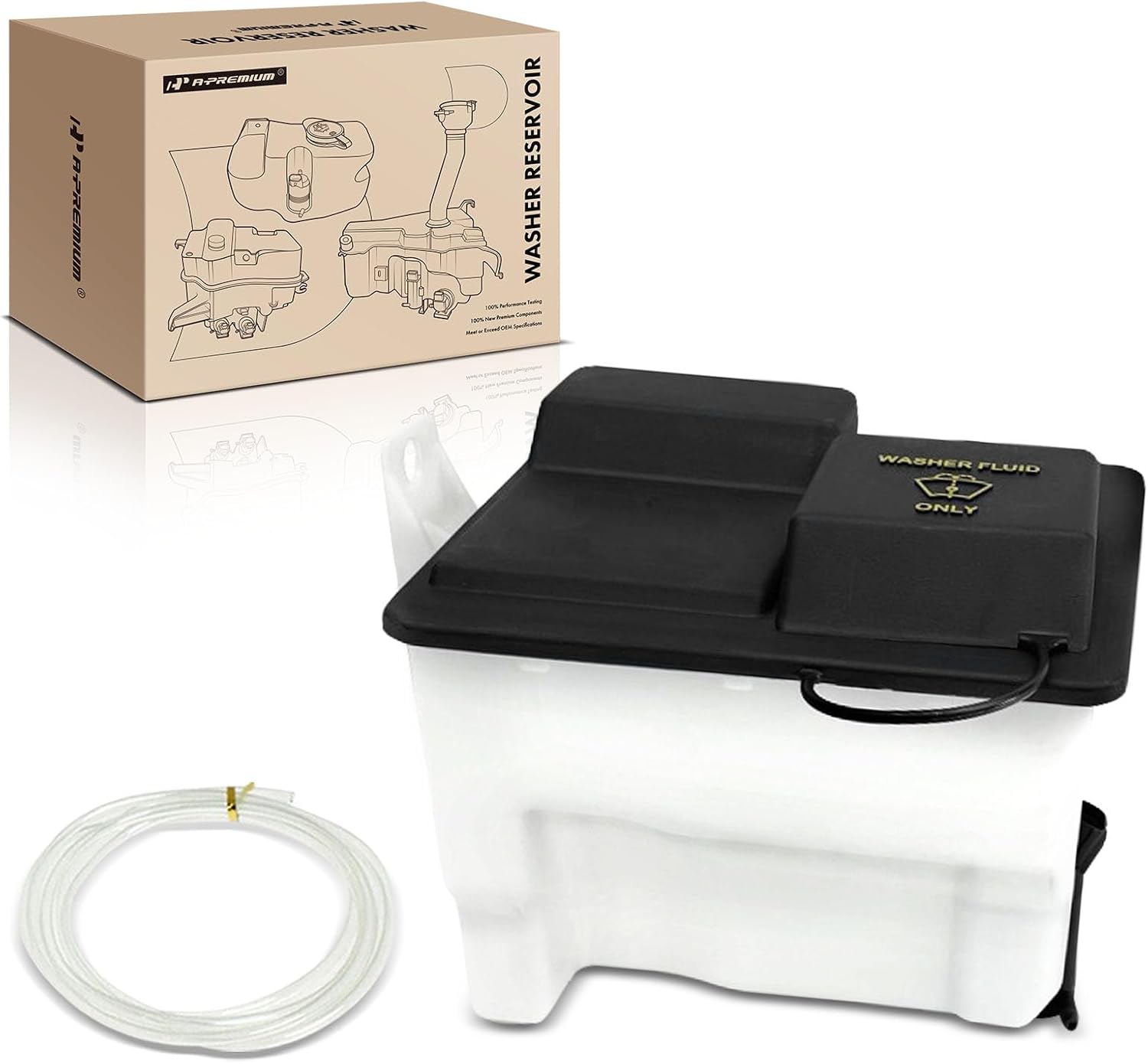 A-Premium Windshield Washer Reservoir Compatible with Select Ford & Lincoln Models - F-150 F150 2004-2008, Mark LT 2006-2008, with (Cap/Washer Pump/Hose/Bracket)