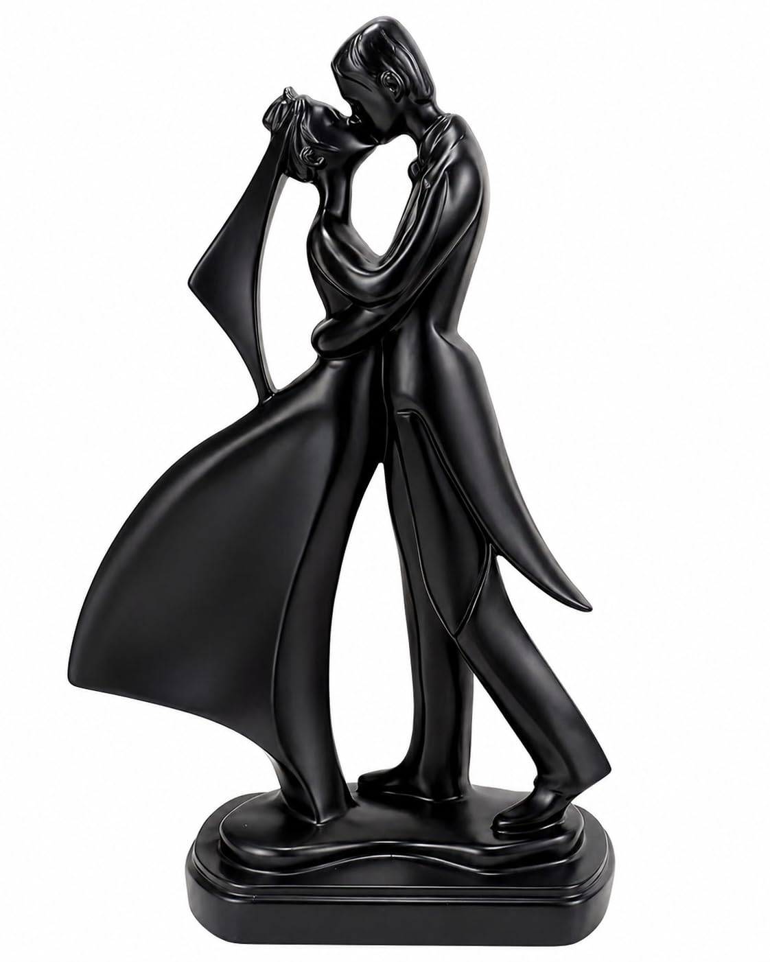 Sculpture abstraite couple en résine noire finition d'art moderne haut de gamme
