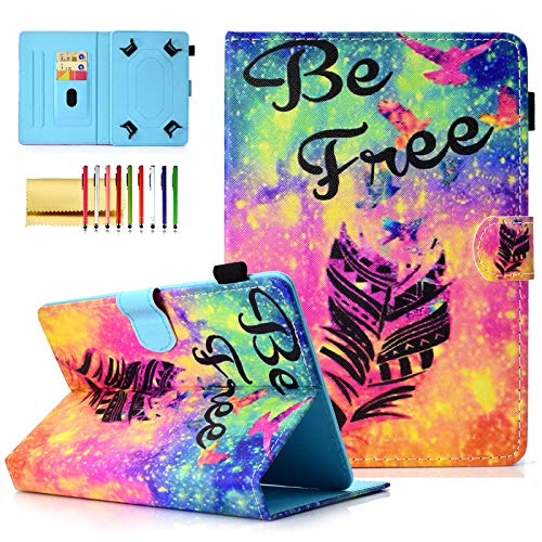 Universal 7 inch Tablet Cover, Techcircle PU Leather Slim Folio Magnet [Card Slots] Stand Case for 6.5'-7.5' Tablet, for Samsung Galaxy Tab 7.0/Google Nexus 7/Fire 7/RCA Voyager 7, Feather