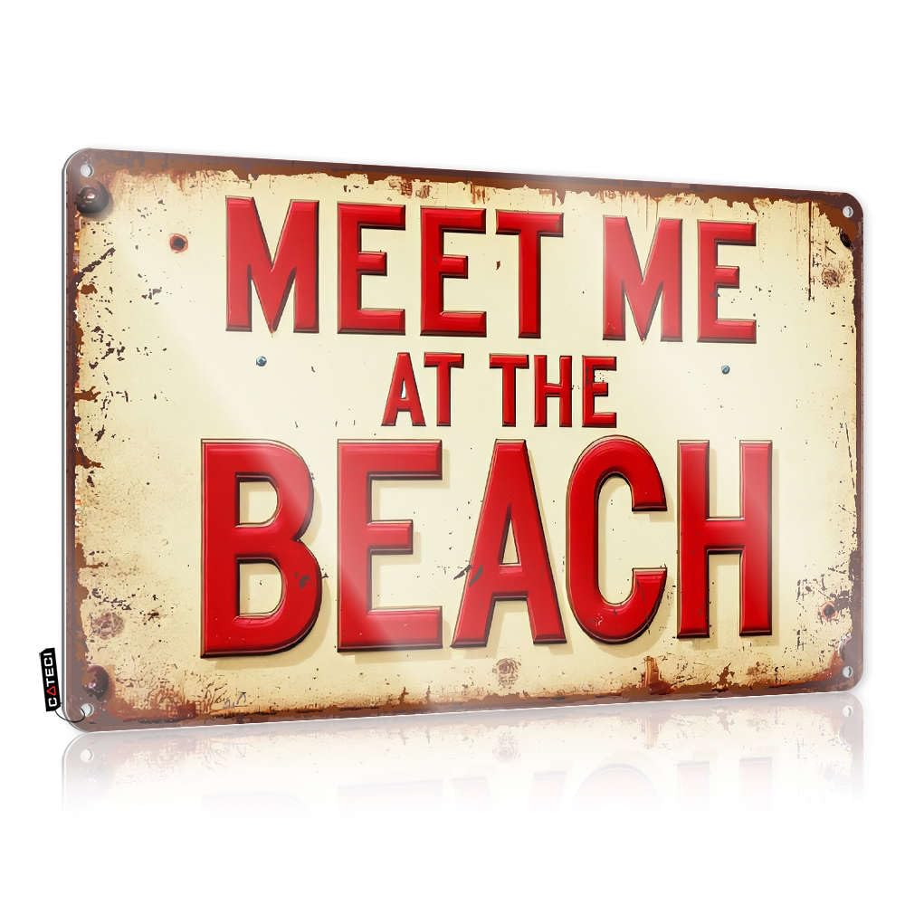 Fzfn Colour Aesthetic Signs, Cottage Designer Meet Me At The Beach | Farmhouse Cafe Decor(30X40cm)