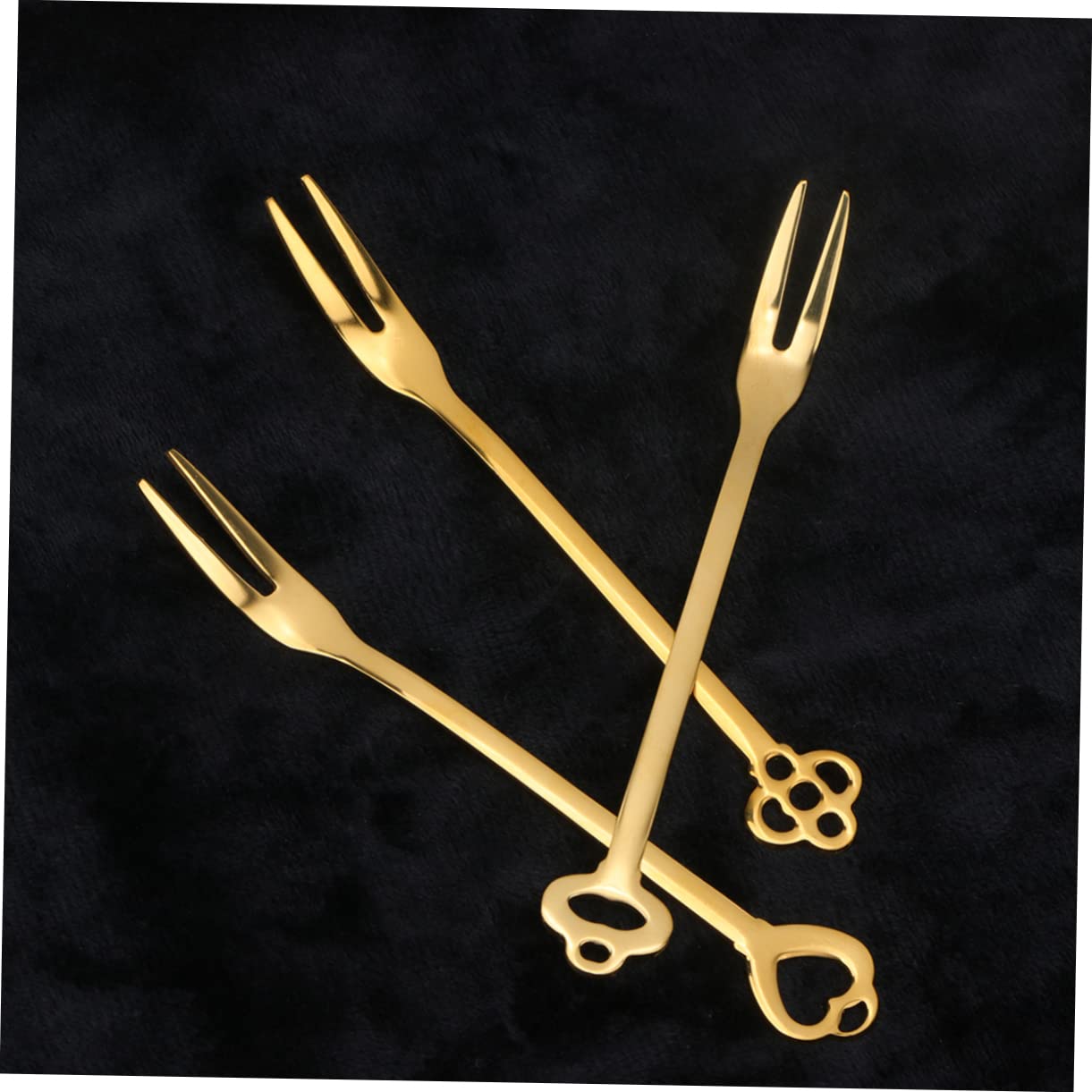 OUNONA 18piezas Tenedores De Fruta De Acero Inoxidable Reutilizables Para Fiestas Utensilios De Mesa Elegantes Aptos Para Hotel Bar y Eventos Dorado Con Caja