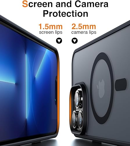 Miniatura 5 de Meifigno Magic Mag Series - Funda diseñada para iPhone 14 Pro, protección de grado militar y compatible con MagSafe, parte trasera mate translúcida