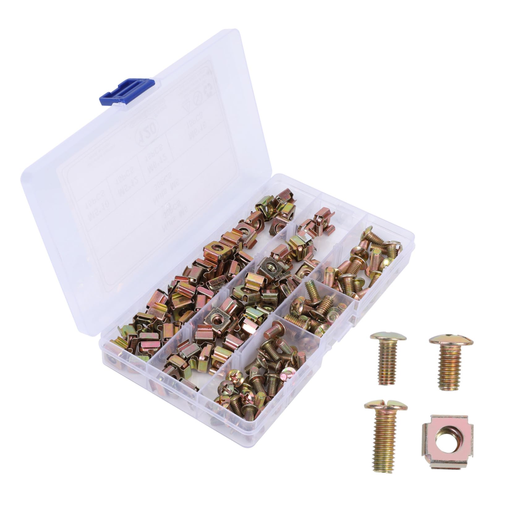 BUGUUYO Professional 120pcs Rack Mounting Kit M5 Square Nuts Screws Floating Insert Nuts for Servers