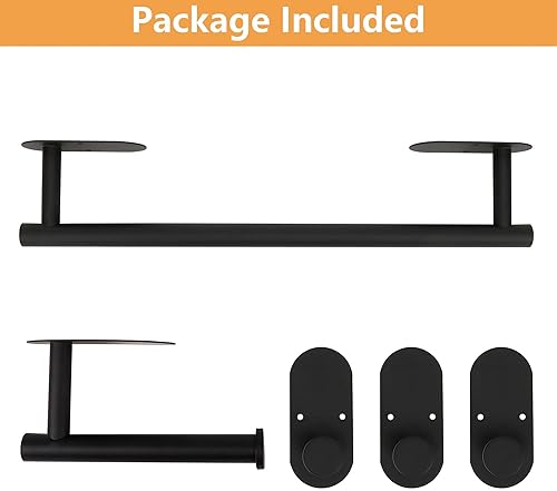 Miniatura 7 de TocTen Juego de 5 toallas para montar en la pared o autoadhesivas, juego de accesorios de baño de acero inoxidable que incluye toallero de 16