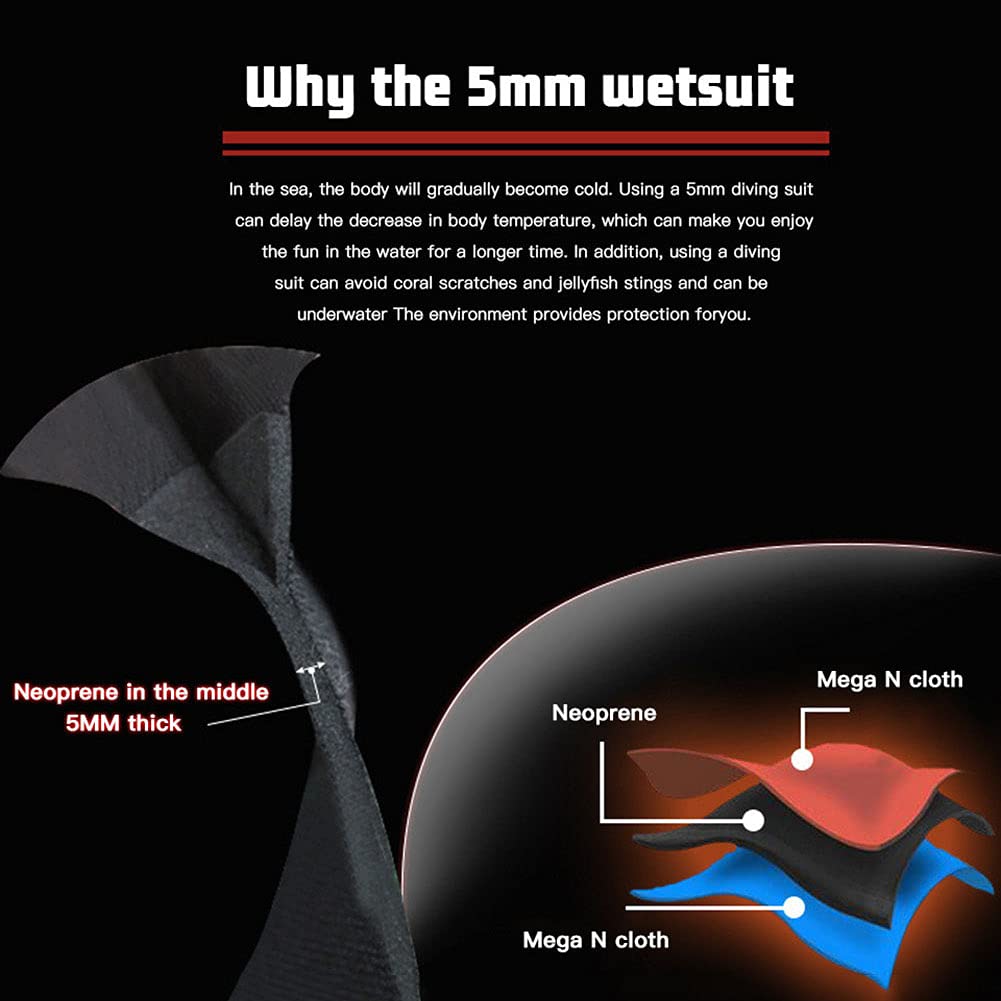 5Mm Muta in Neoprene per Uomo Donne, Frontale con Zip Full Corpo Tuta Tuta da Immersione A Prova di Freddo Spessa Calda Costume da Bagno Un Pezzo Unico
