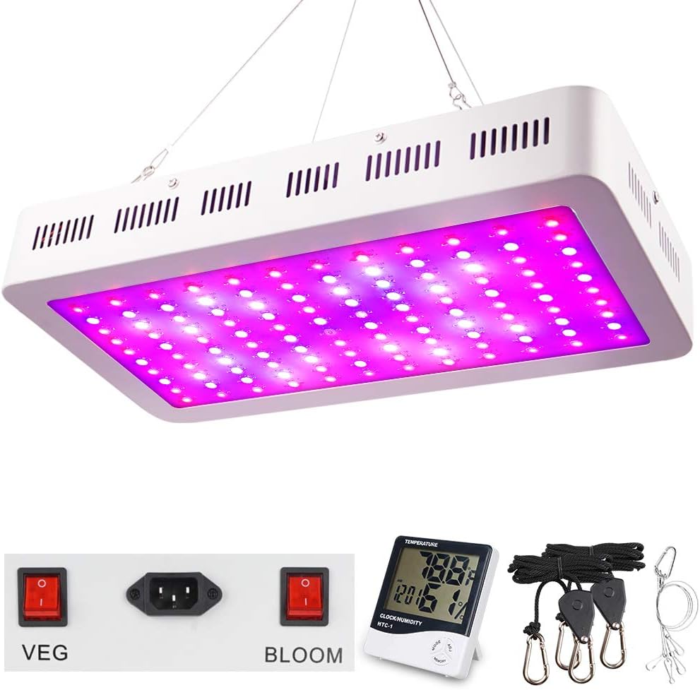 1200W LED Grow Light, WAKYME Adjustable Full Spectrum Double Switch Plant Light with Veg and Bloom Button and Powerful Heat Dissipation System for Indoor Plants Veg and Flower(120Pcs LEDs)