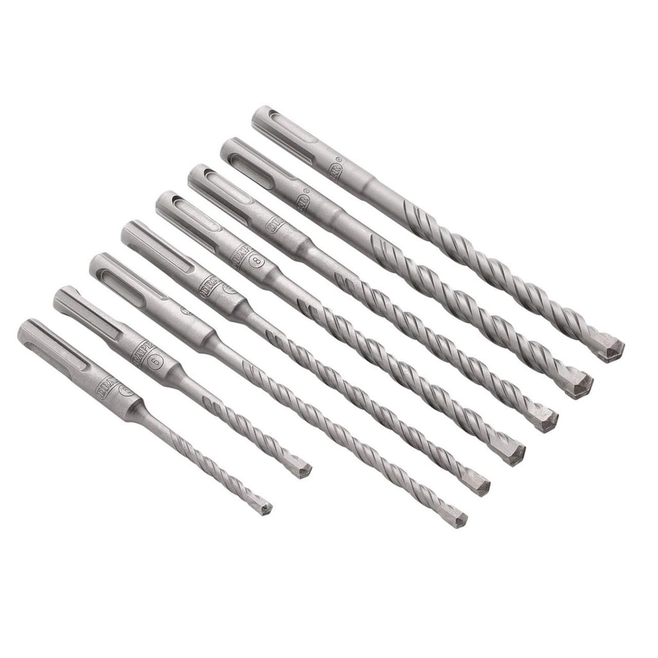 Draper 8pcs SDS Plus Drill Bit Set - 09177 - Tungsten Carbide Tip, Double Flute, for Concrete Masonry, Brick, Stone, Granite - Image 3