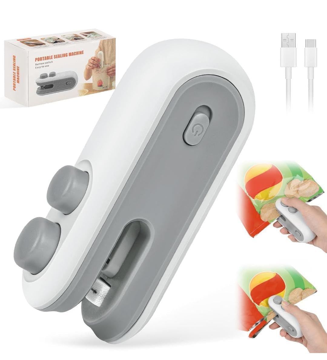 VORACIA Portable Mini Sealing Machine, Handheld Packed Sealer for Food, Snacks, Chips, Fresh Storage, Plastic Bags Sealing Machine, Rechargeable Bag Sealer (Multi)-picture-19