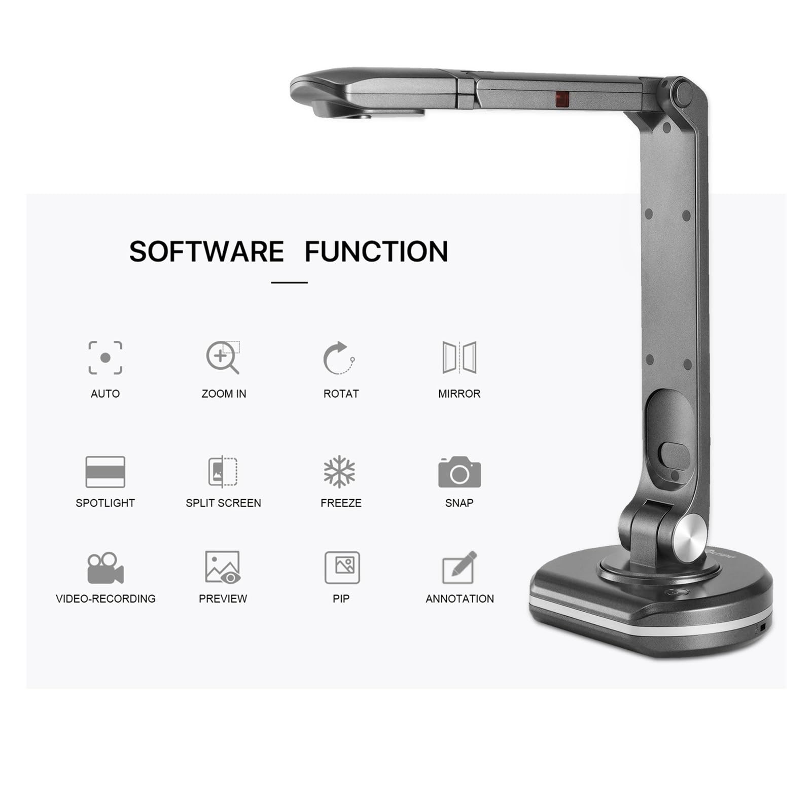 V500S USB 2 en 1 cámara de documentos y cámara web de escáner de libros con luz LED de tamaño de escaneo A3 automático de 8M for Mac Windows