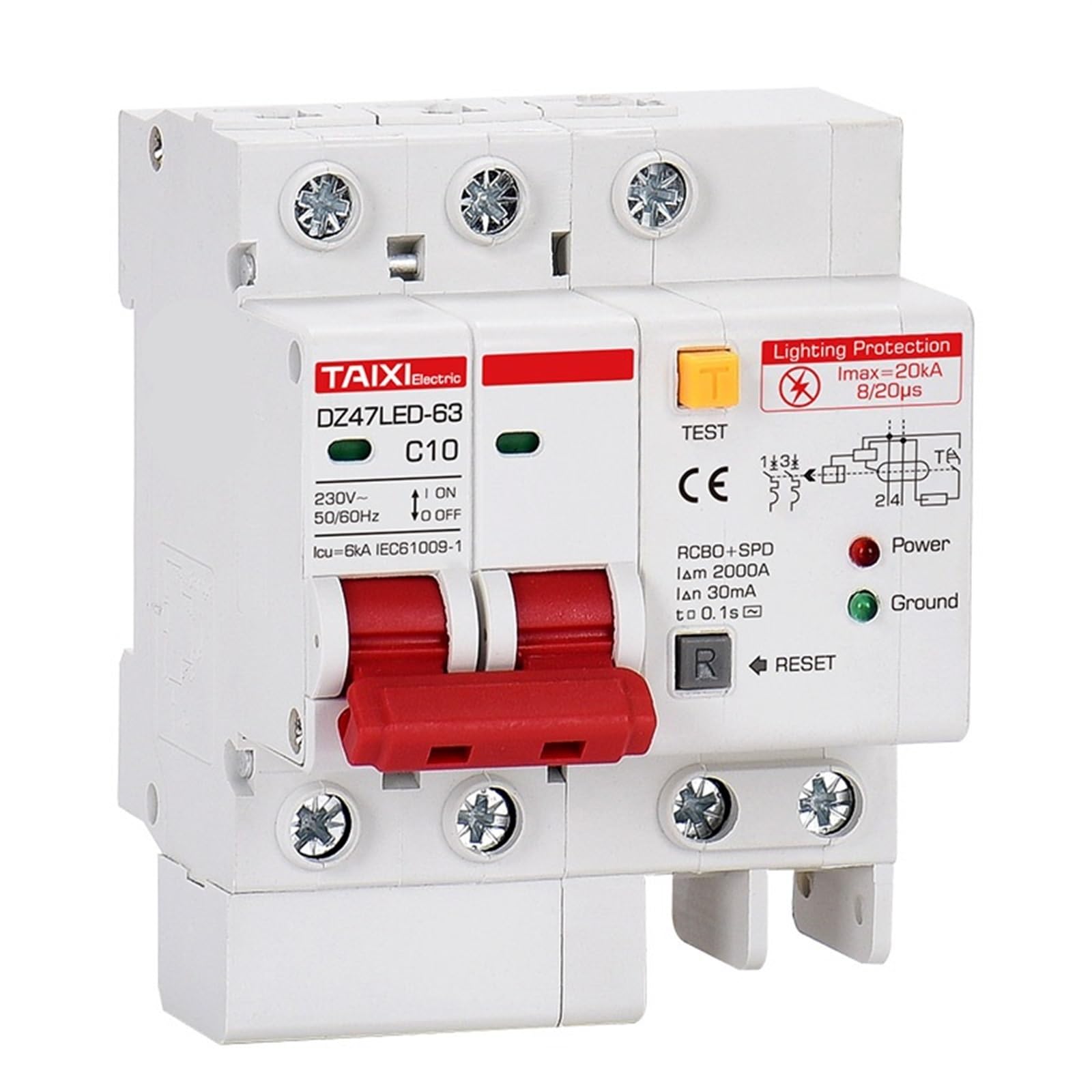 Leotnndq 2P Residual Current Circuit Breaker With Overloadwith Protection Leakage Surge Protector(,40A)