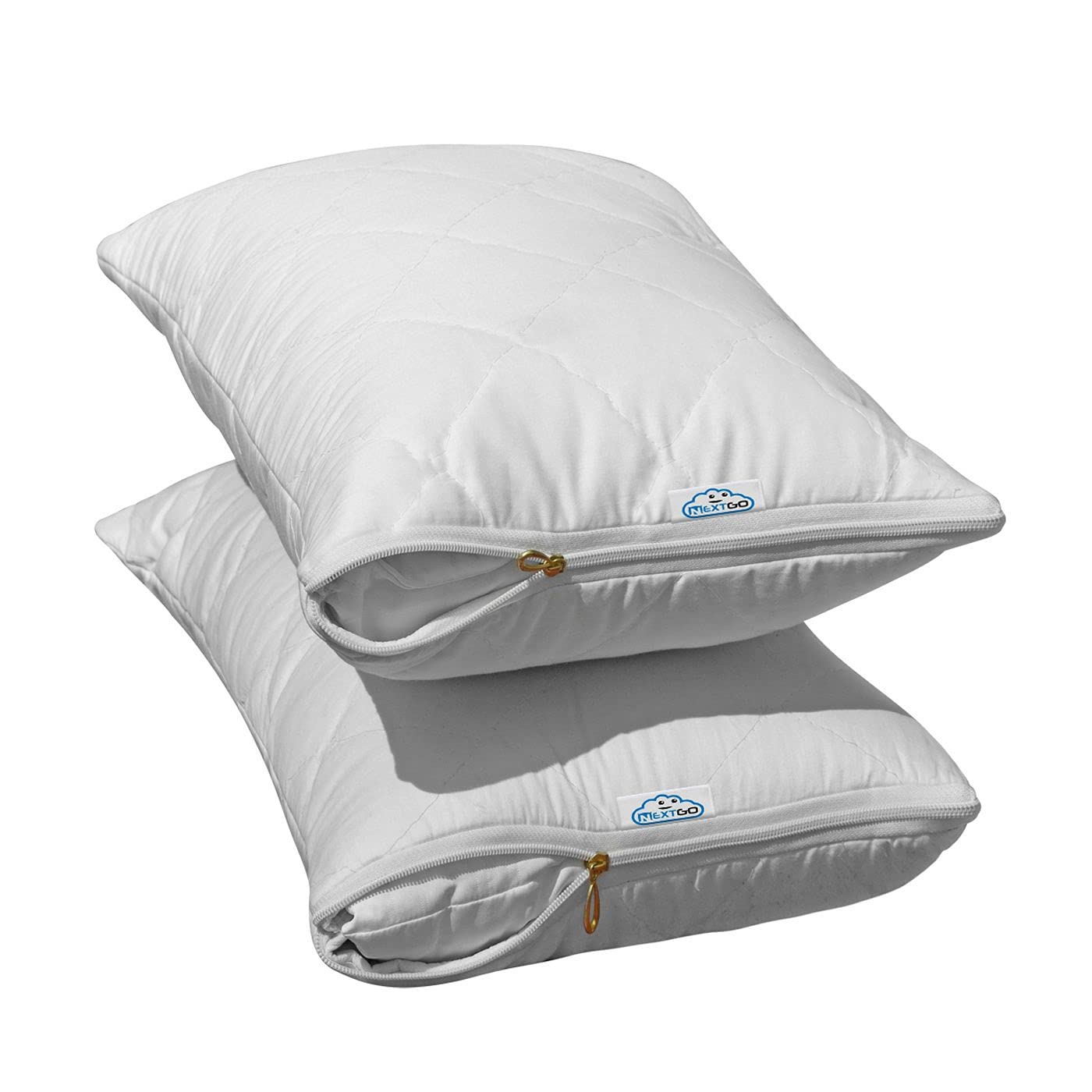 NEXTGO100% Cotton Quilted Water Resistant Pillow Protector Set Of 2 WHITE King Size