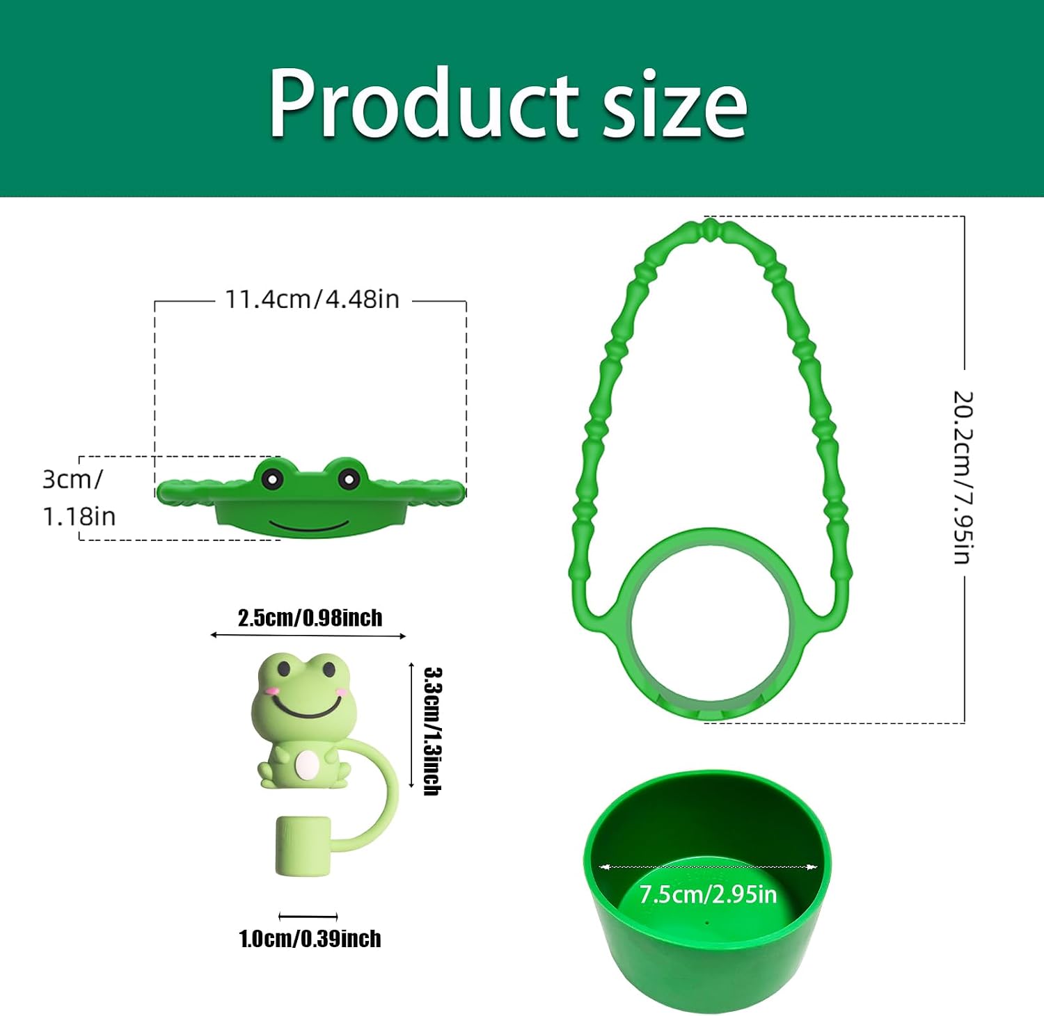 5Pcs Cup Accessories Set for Stanley Cup 30oz & 40oz Tumbler with Handle, Including Silicone Water Bottle Handle Strap, Cute Animal Straw Toppers Cap, Bottom Boot, Cute Stanley Charms image 2