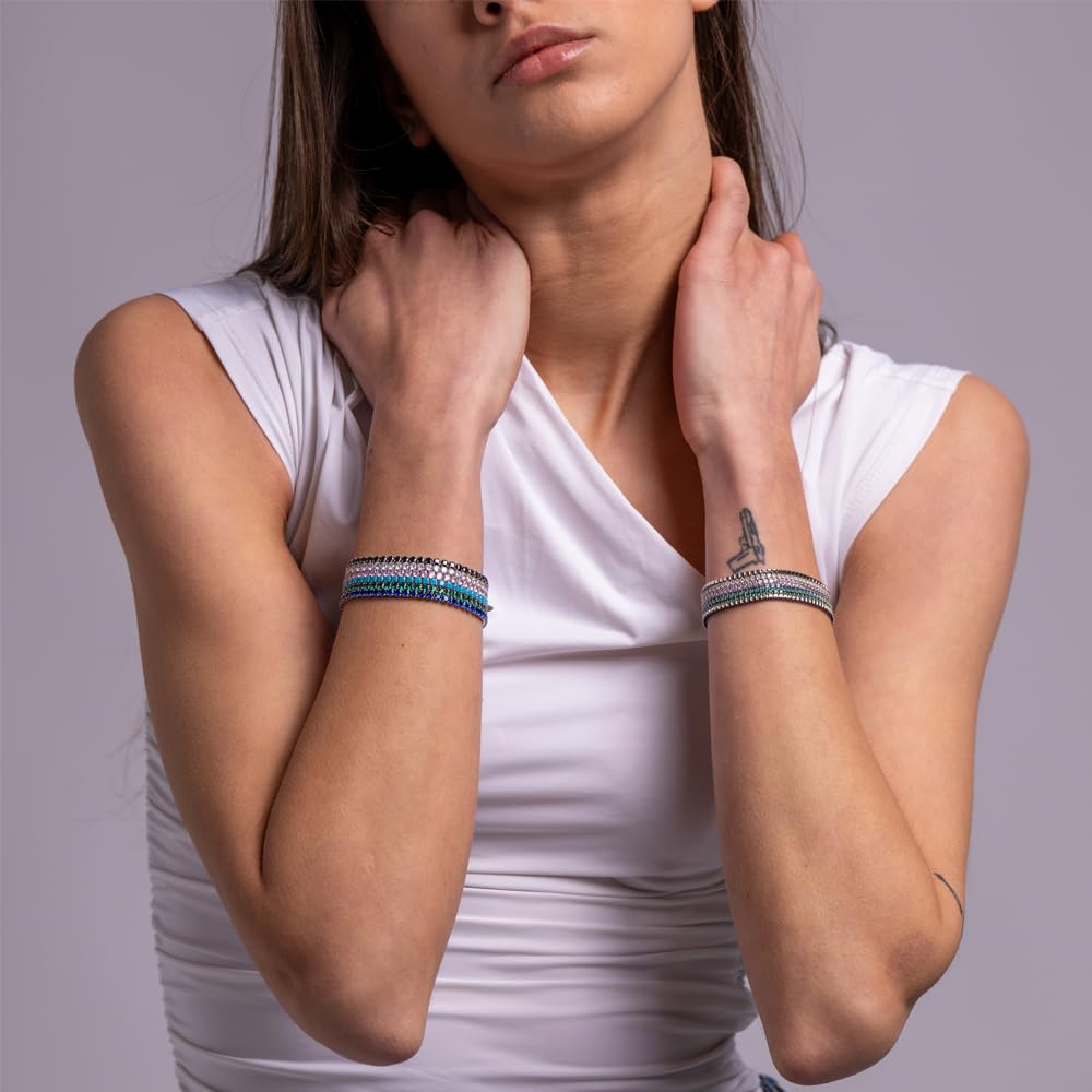 Pulsera de tenis blanca de plata joya elegante ajustable para mujer – Idea de regalo refinada con embalaje de lujo