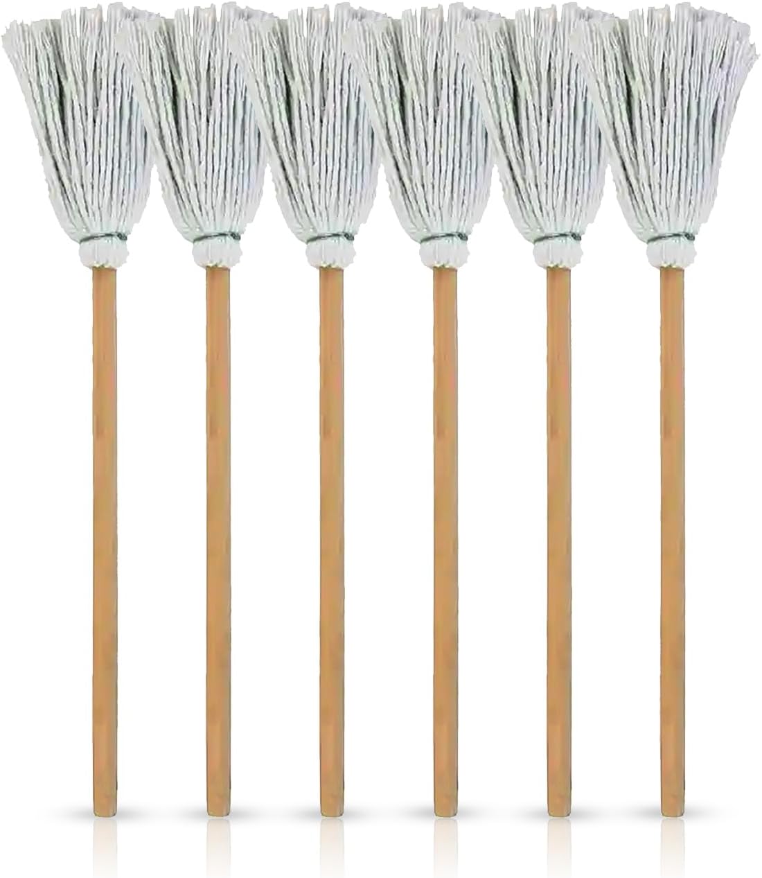 Abbey Bleached Jug Mop Pack of 6 - Dish Mop on Stick Ideal for Cleaning all types of Crockery and Glassware - Washing up Mop Useful for House Cleaning - Mini Mop 30cm Approx