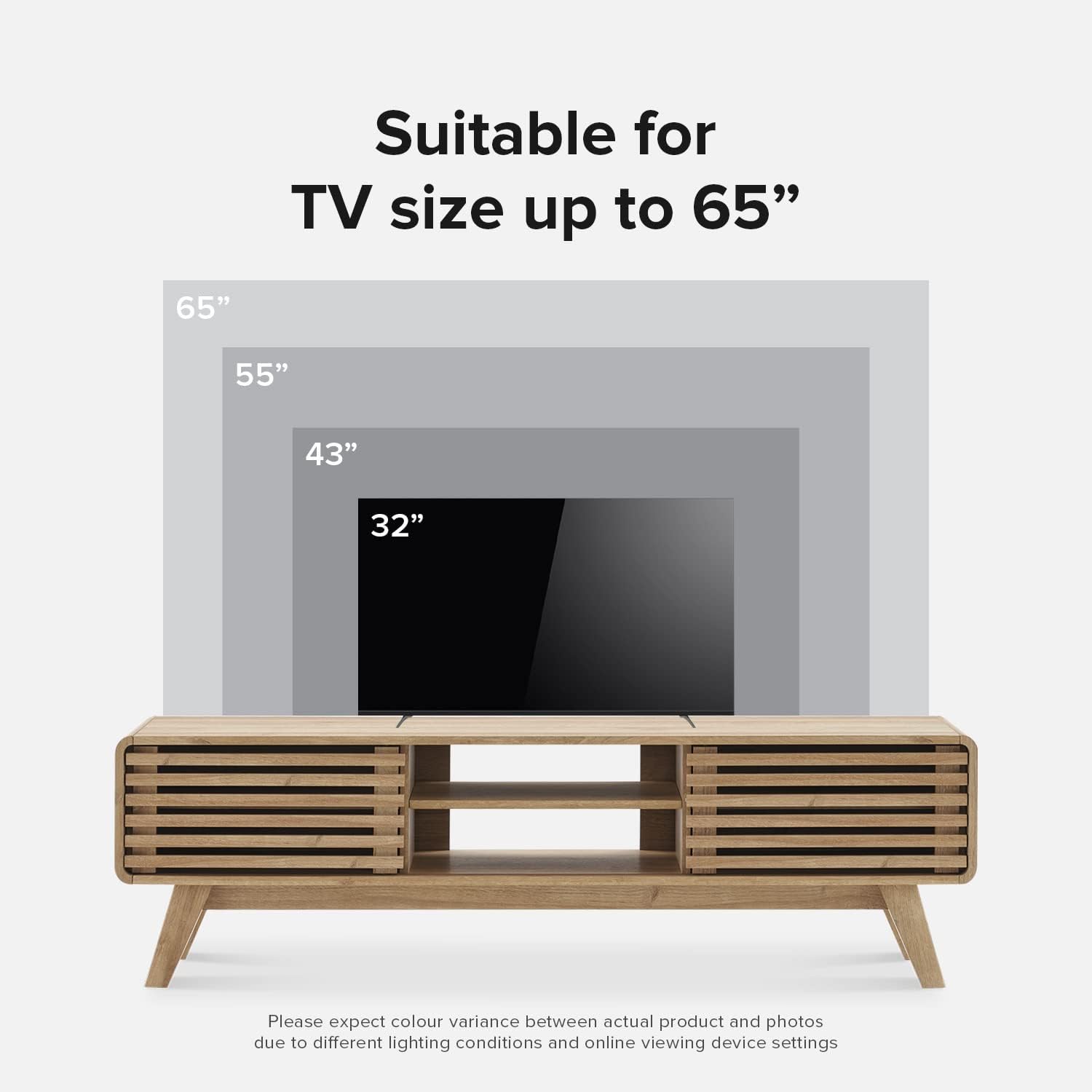 mopio Ensley 59” TV Stand, Mid Century Modern TV Stand for 55/60/65 inch TV, Farmhouse TV Stand, Entertainment Center with Storage, Television Stands, TV Console, Media Console for Living Room (Oak)