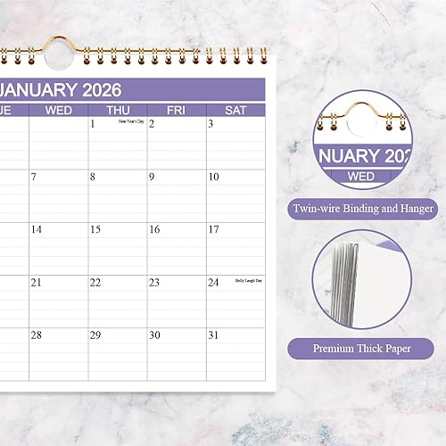 Miniatura 4 de Calendario 2025-2026 - Calendario de pared de noviembre de 2025 a diciembre de 2026, calendario de 14 meses con papel grueso para planificar en casa